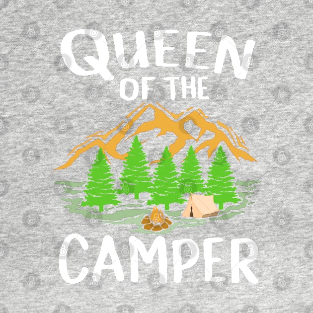 Womens Camping Gift Print Queen Of The Camper Print by Linco